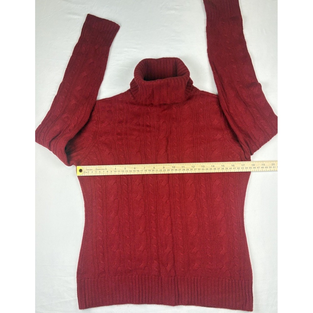 Keira 2ply 100% Cashmere Cable Knit Pullover Turtleneck Red, Women's Small - Picture 3 of 13